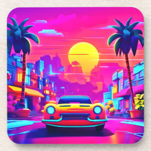 Dessous-de-verre Route Neon Sunset City