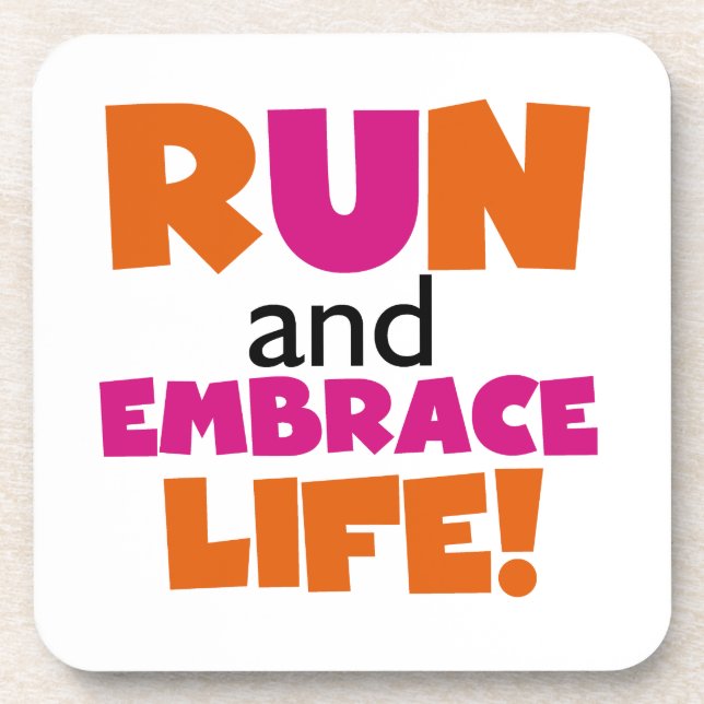 Dessous-de-verre Run and Embrassez Life Orange Pink (Devant)