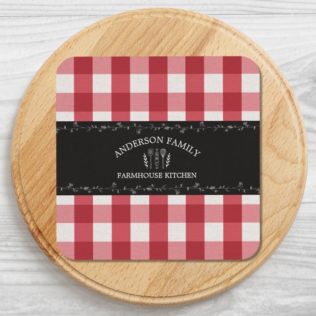Dessous-de-verre Russe Pays Rouge En vichy Noir Tableau noir (Close up)