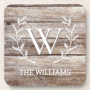 Dessous-de-verre Rustic Barn Wood Custom Monogramme et nommé
