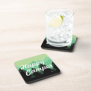 Dessous-de-verre Rustic Mountains & Forest Happy Camper