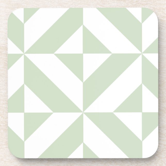 Dessous-de-verre Sage Green Geometric Deco Cube Pattern (Devant)