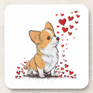 Dessous-de-verre Saint-Valentin Chien Mignon Corgi Fête de la Saint