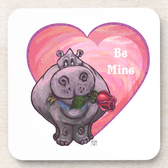 Dessous-de-verre Saint-Valentin Hippopotame (Devant)