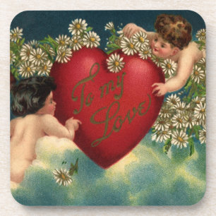 Dessous-de-verre Saint-Valentin vintage victorien Chérubins au para