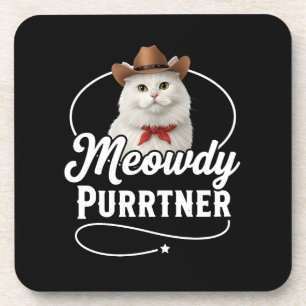 Dessous-de-verre Salut Purrtner Dessin de Chat Drôle de Cowboy West