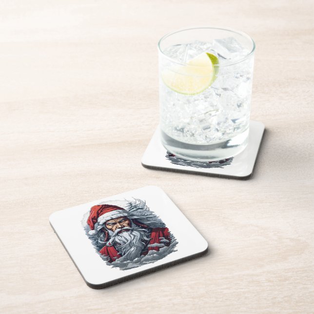 Dessous-de-verre Samurai Père Noël Warrior Christmas Art Cadeau (Côté Droit)