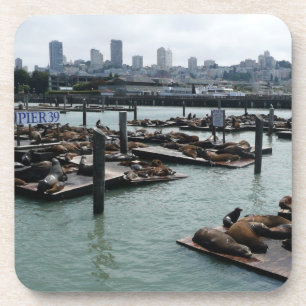 Dessous-de-verre San Francisco et Otaries de Pier 39 Ciel de la Vil