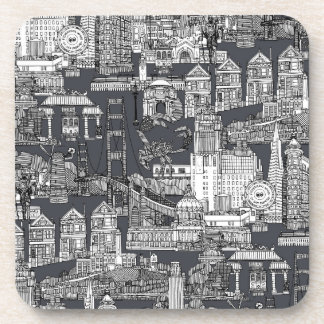 Dessous-de-verre San Francisco toile noir gris de fer