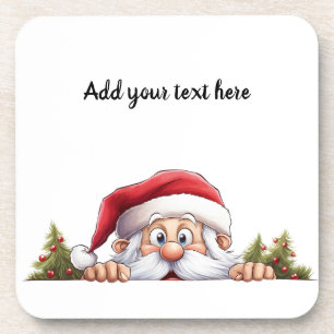 Dessous-de-verre Santa Claus Peeking Arbre de Noël