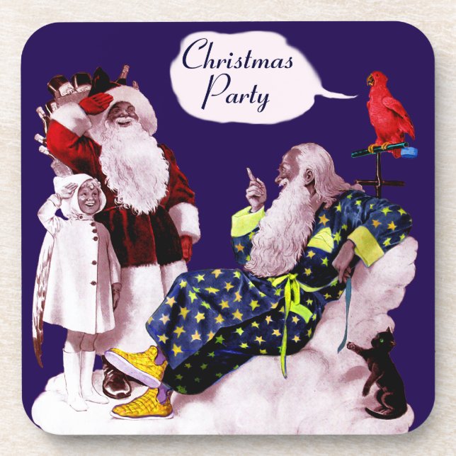 Dessous-de-verre SANTA CLAUS, PETITE ANGEL & MERLIN Noël Party (Devant)