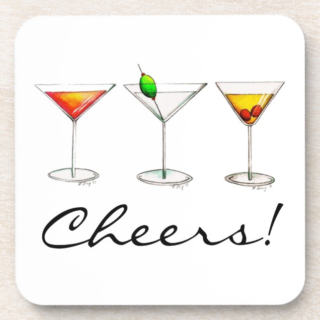 Dessous-de-verre Santé! Cocktails Martini Cosmo Manhattan Boissons (Devant)