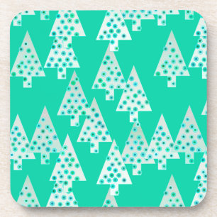 Dessous-de-verre Sapins de Noël à fleurs modernes - vert mousse de 