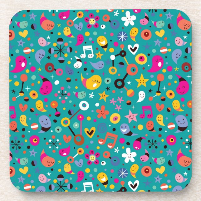 Dessous-de-verre sarcelle d'hiver de motif de bande dessinée (Devant)