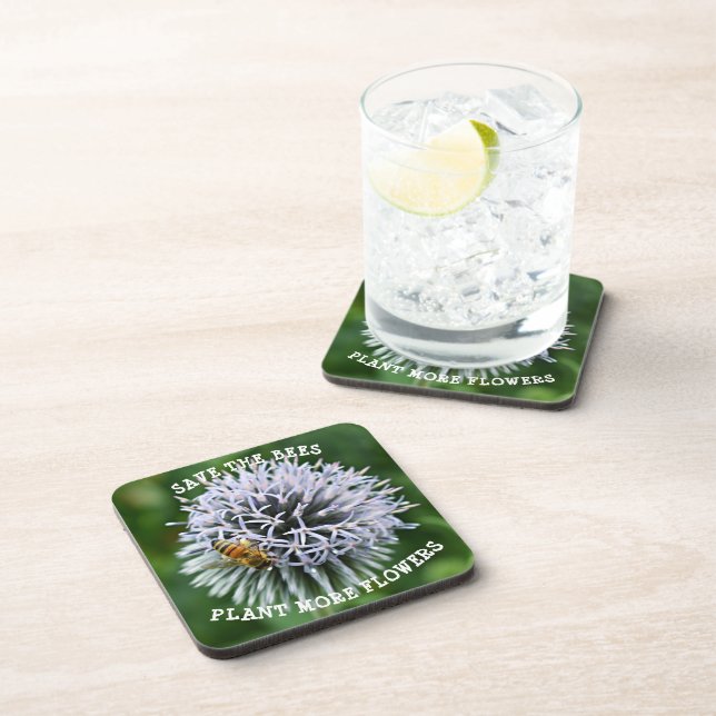 Dessous-de-verre Sauvez les Abeilles Globe Thistle Floral (Côté Droit)