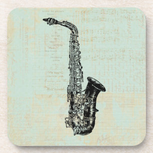 Dessous-de-verre Saxophone Vintage Mint Green Music Art