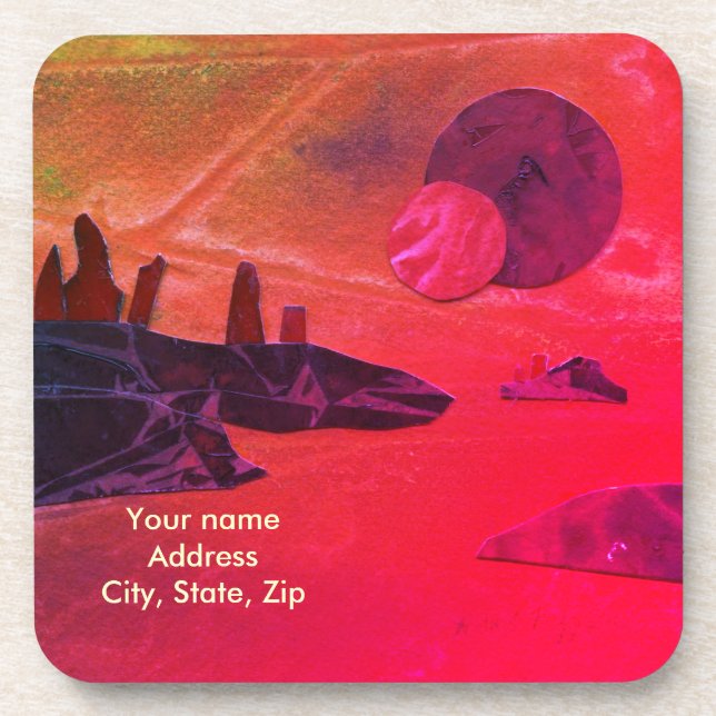 Dessous-de-verre Sci-Fi "Seas of Fire" en lave moulée monde alien (Devant)