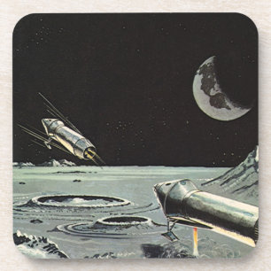 Dessous-de-verre Science-fiction vintage, Fusées spatiales Lune Pla