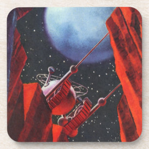 Dessous-de-verre Science-fiction vintage, rover lunaire de canyon s