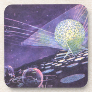 Dessous-de-verre Science-fiction vintage, un globe lumineux avec de