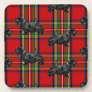 Dessous-de-verre Scottie Dog on Red Scottish Tartan
