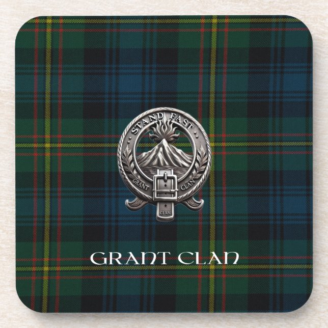 Dessous-de-verre Scottish Grant Clan Tartan & Crest (Devant)