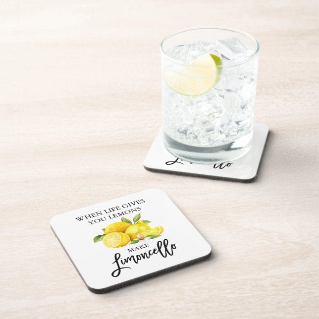 Dessous-de-verre Script de brosse moderne Aquarelle Lemons Limoncel (Côté Droit)