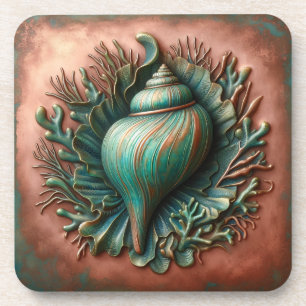 Dessous-de-verre Seashell Copper et Patina Beach House