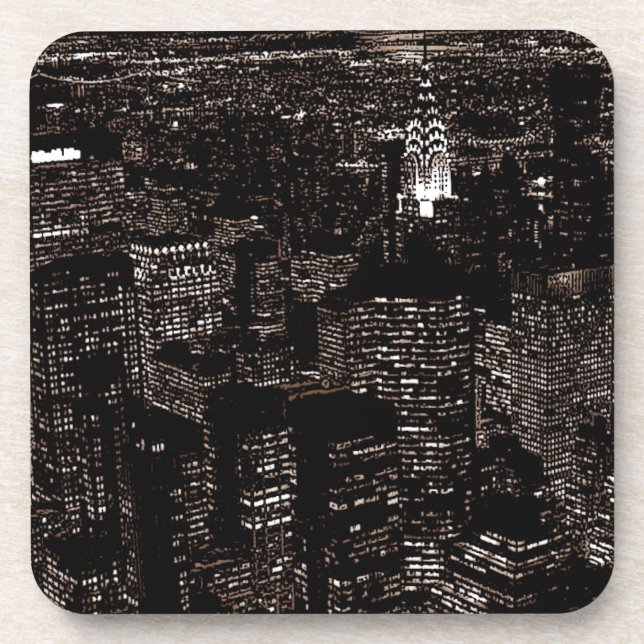 Dessous-de-verre Sepia New York City Night Skyline (Devant)
