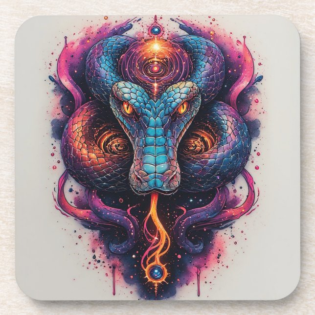 Dessous-de-verre Serpent Cosmique aux Écailles Brillantes (Devant)