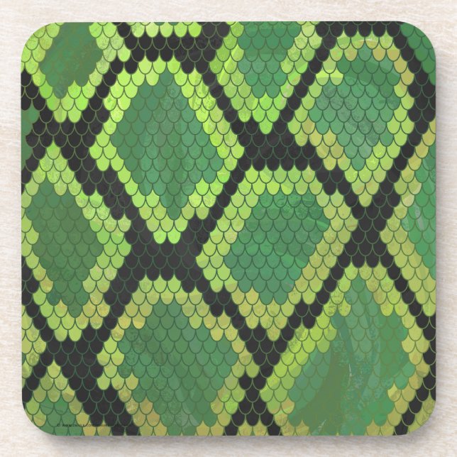 Dessous-de-verre Serpent noir et vert (Devant)