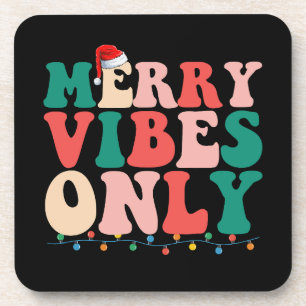 Dessous-de-verre Seulement des vibrations joyeuses Noël Vacances Fa
