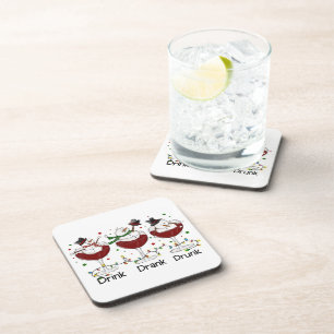 Dessous-de-verre Silencieux "Boire, Boire, Drunk" Snowman et vin
