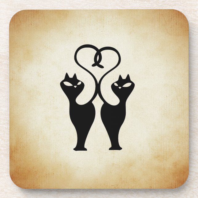 Dessous-de-verre Silhouette à deux chats (Devant)
