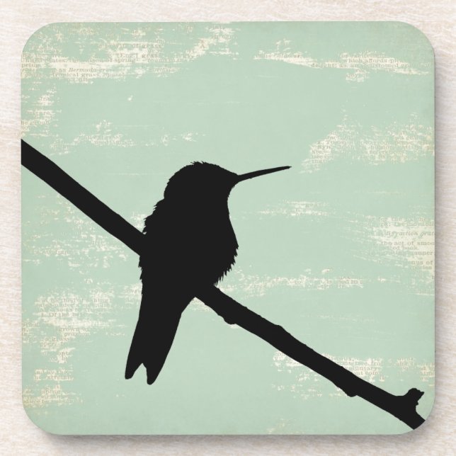 Dessous-de-verre Silhouette de colibri sur le Arrière - plan Blue G (Devant)
