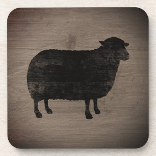 Dessous-de-verre Silhouette de mouton noir style rustique