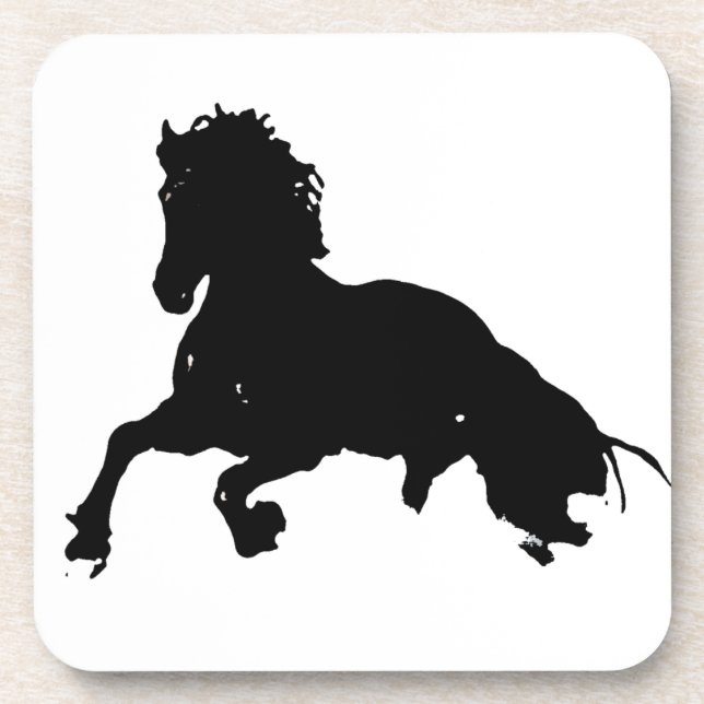 Dessous-de-verre Silhouette du cheval blanc noir (Devant)