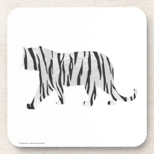 Dessous-de-verre Silhouette Tiger noir et blanc