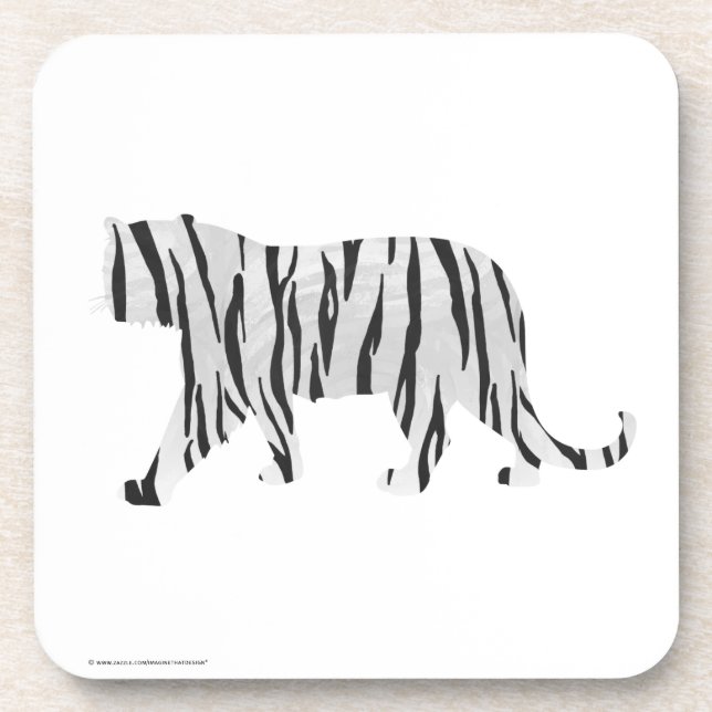 Dessous-de-verre Silhouette Tiger noir et blanc (Devant)