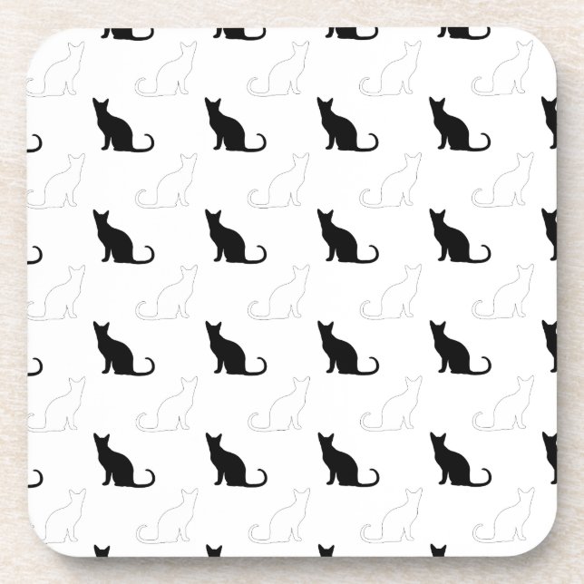Dessous-de-verre Silhouettes de chats noirs et blancs (Devant)