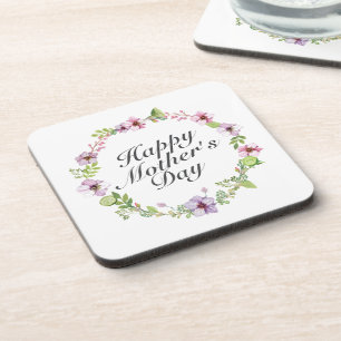 Dessous-de-verre Simple Happy Mother's Day Floral Wreath Coaster