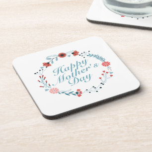 Dessous-de-verre Simple Happy Mother's Day Floral Wreath Coaster
