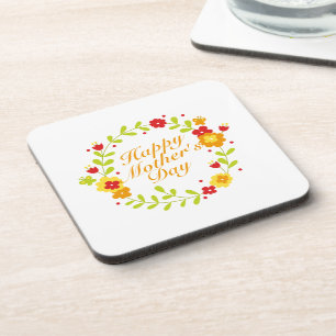 Dessous-de-verre Simple Happy Mother's Day Floral Wreath Coaster