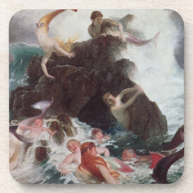 Dessous-de-verre Sirènes au jeu, 1886 (huile sur la toile) (Devant)
