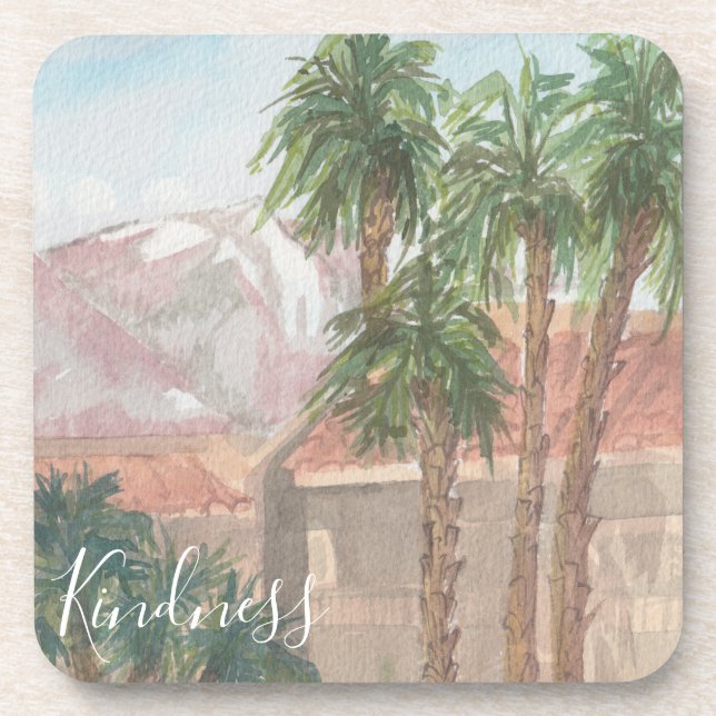 Dessous de verre "Sketch d'aquarelle de Palm Sprin (Devant)