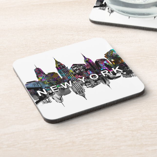 Dessous-de-verre Skyline New York en graffiti Beverage Coaster (Côté gauche)