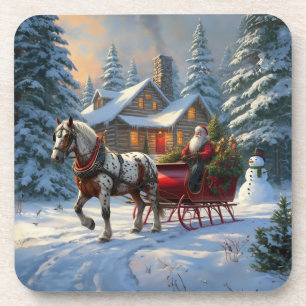 Dessous-de-verre Sleigh Père Noël à cheval de Noël