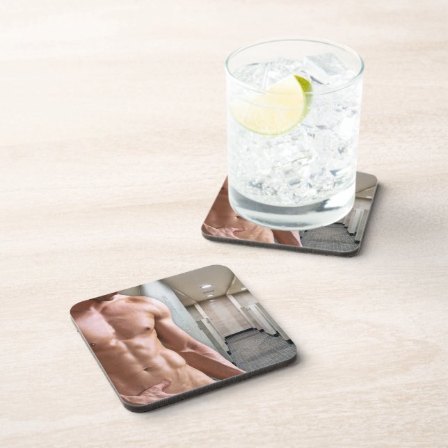 Dessous-de-verre SlipperyJoe cheminée homme musclé six pack abs (Côté Droit)