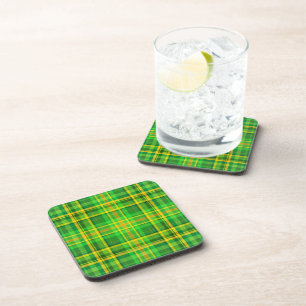 Dessous-de-verre SlipperyJoe's Saint-Patrick vert-jaune plaid