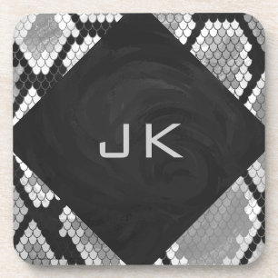 Dessous-de-verre Snakeskin Gris, blanc et noir Monogramme